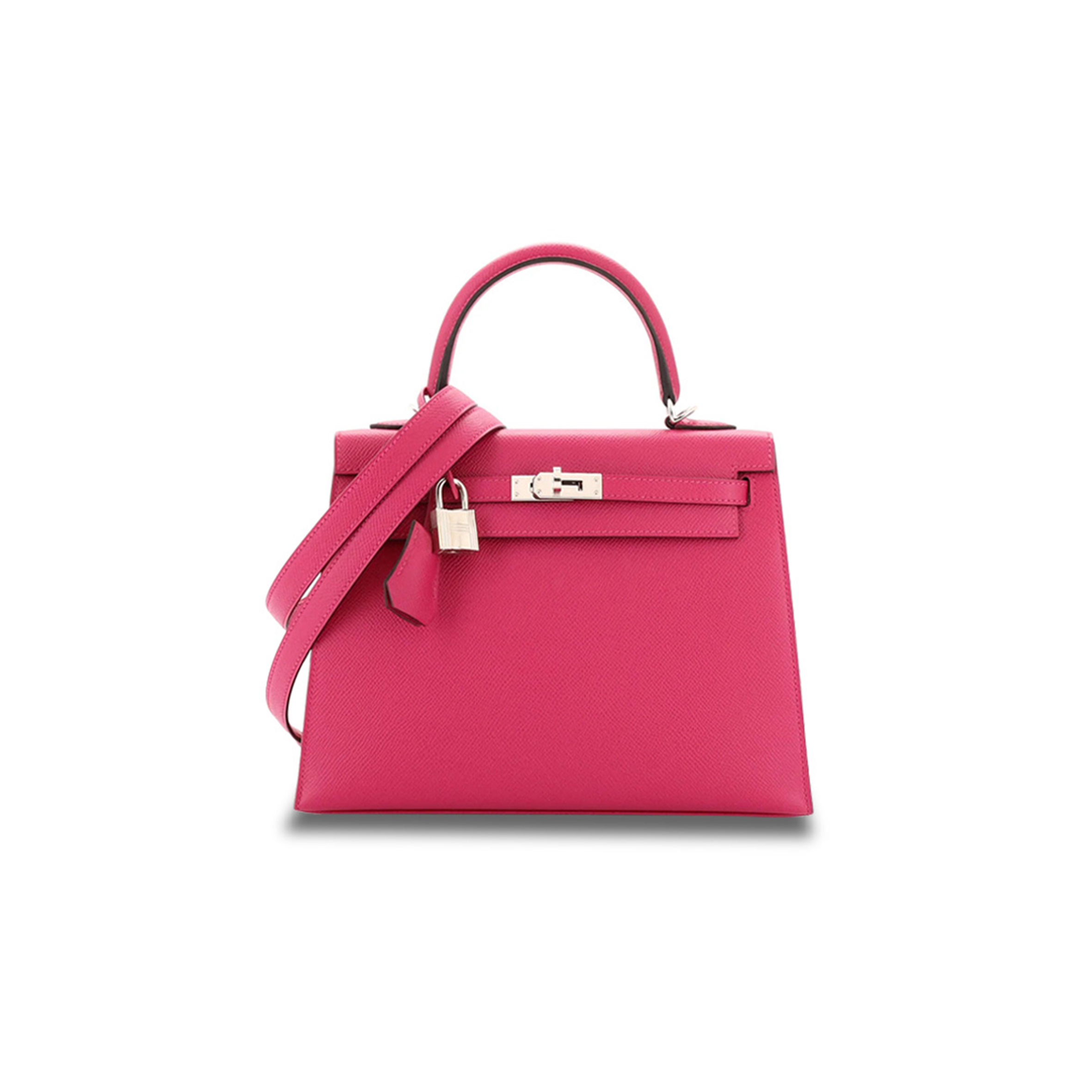 HERMÈS MASTER KELLY HANDBAG ROSE POURPRE EPSOM WITH PALLADIUM HARDWARE 25 (25*17*7cm) 